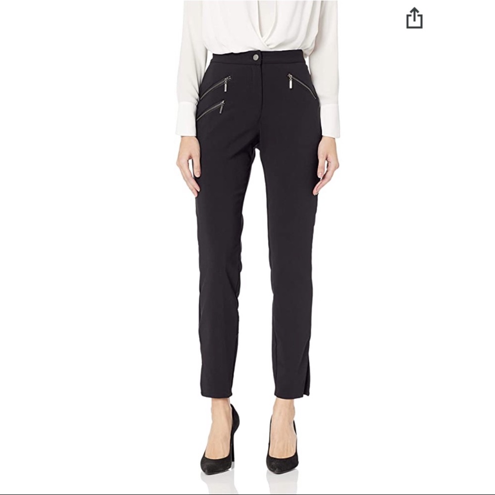 NEW Nicole Miller New York Slim Leg Ankle Pant Minimalist Office Size 6 Black